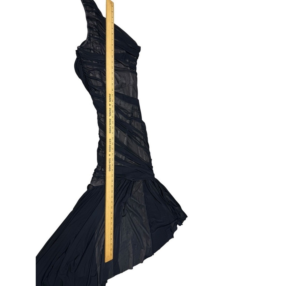 VICI Black One Shoulder Ruched Mesh Mermaid Maxi Dress Formal Evening XL NWT! - Picture 6 of 15